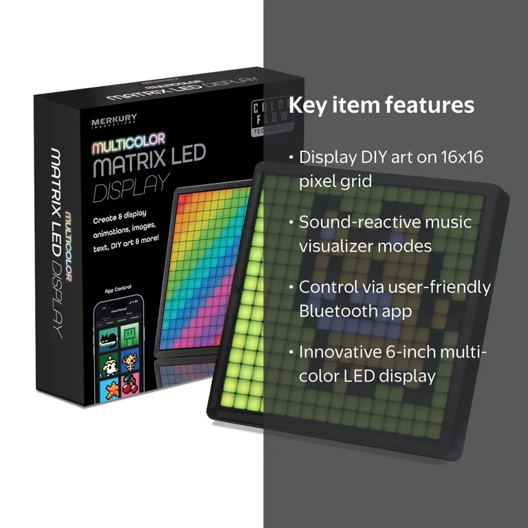 Merkury Innovations LED Matrix Pixel Night Light Display with New