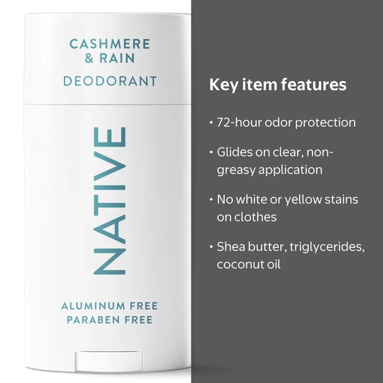Native, Deodorant, Aluminum Free, Cashmere and Rain, 2.65 oz