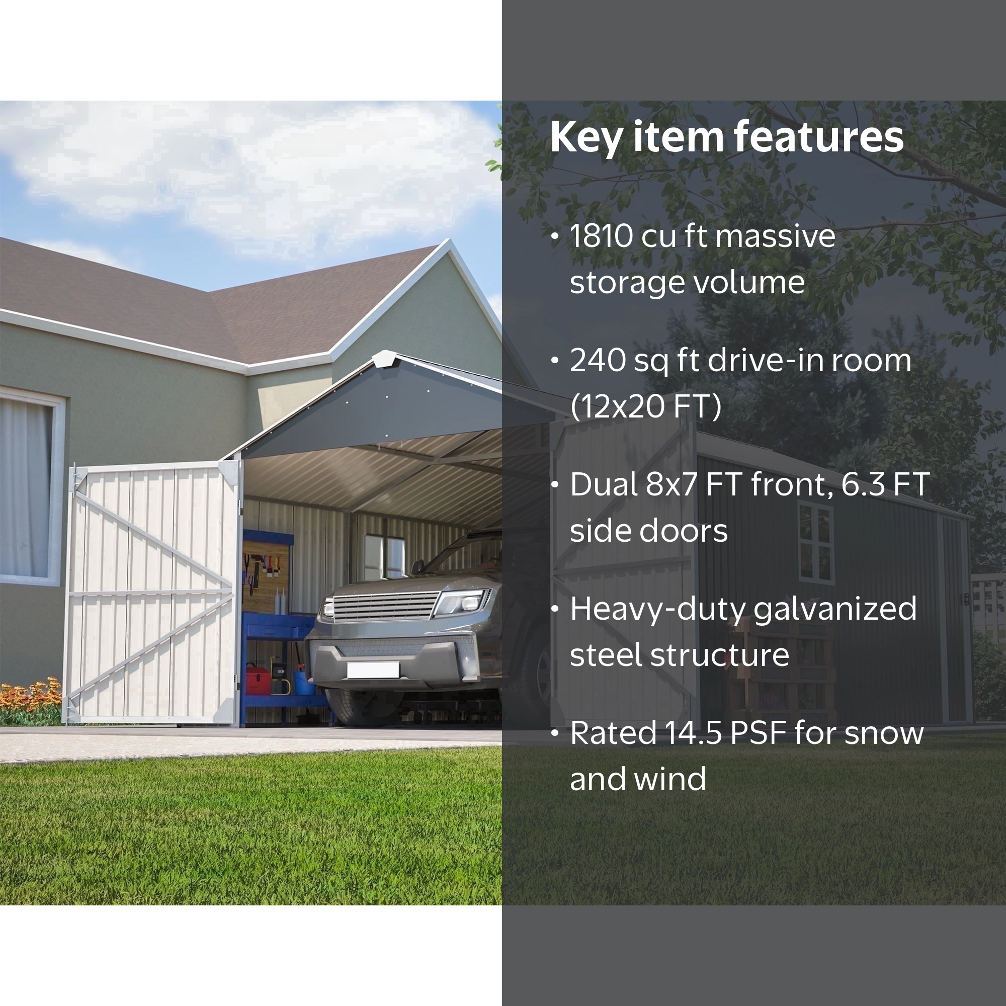 LZBEITEM 20x12 FT Outdoor Metal Garage Shed Extra Large Storage