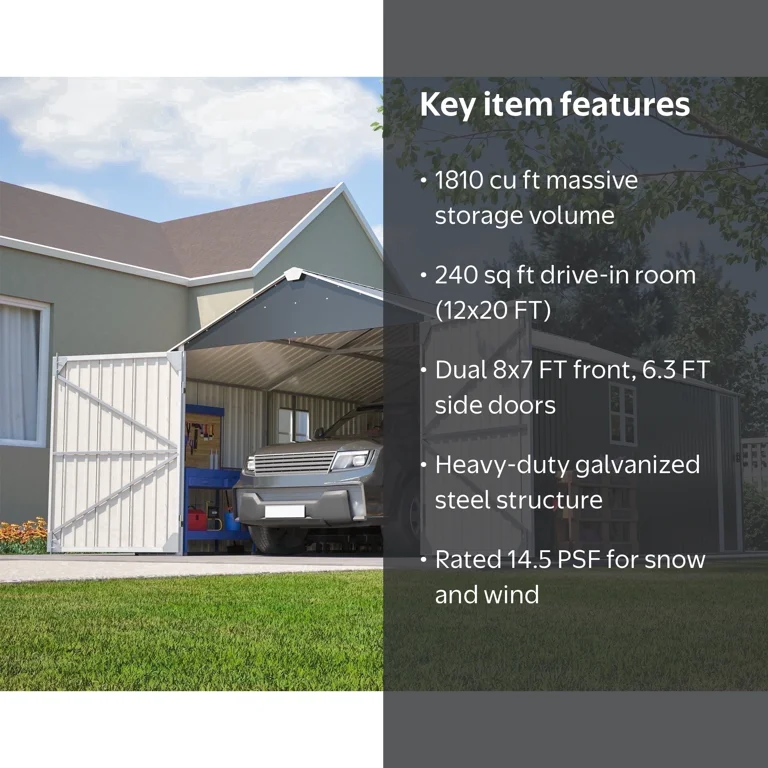 LZBEITEM 20x12 FT Outdoor Metal Garage Shed Extra Large Storage