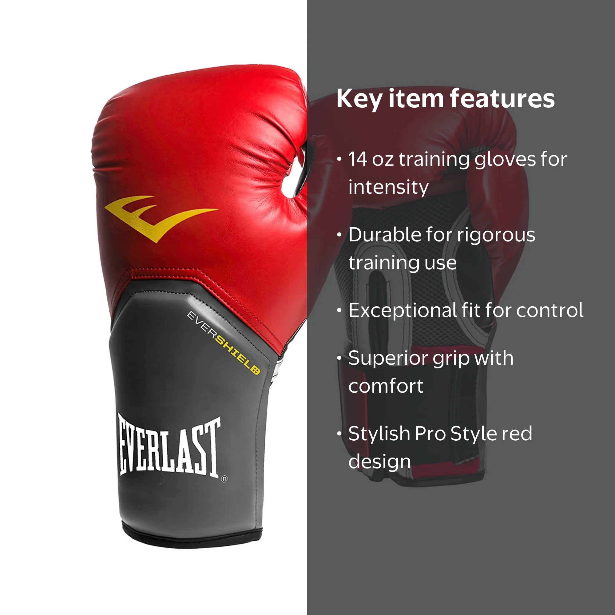 Everlast Pro Style Durable Boxing Gloves for Training, Red, 14 oz