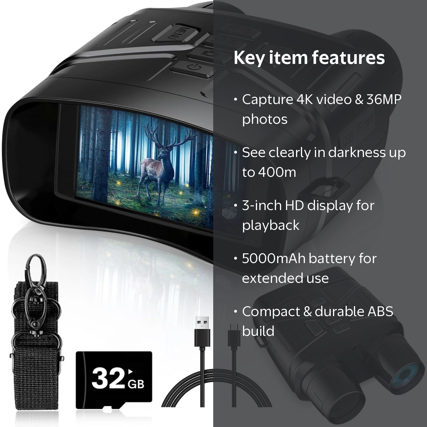 Night Vision Goggles - 4K Night Vision Binoculars for Adults, 3