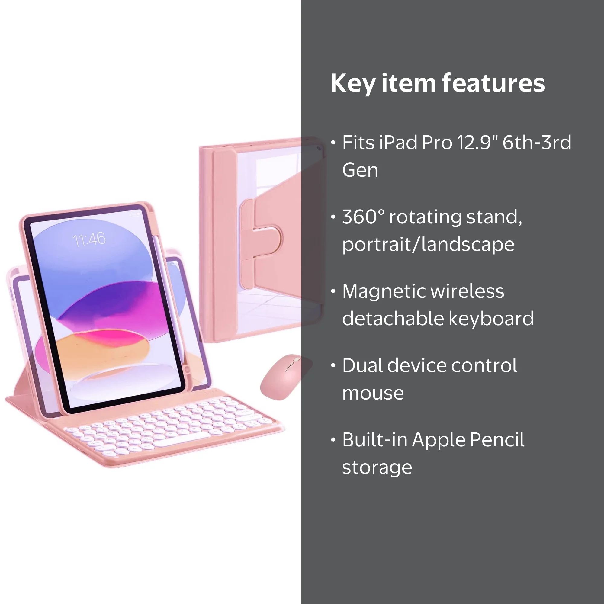 iPad Pro 12.9 2022 2021 2020 2018 Case with Keyboard and Mouse