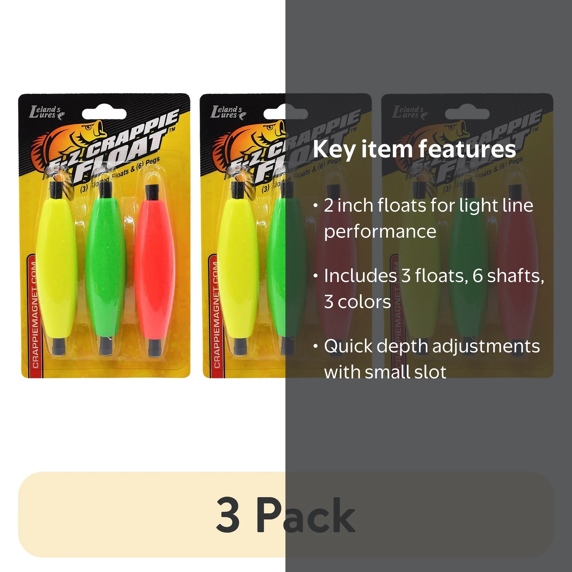 Leland Lures Crappie Magnet 2 E-Z Crappie Float - 3 Pack - Walmart.com