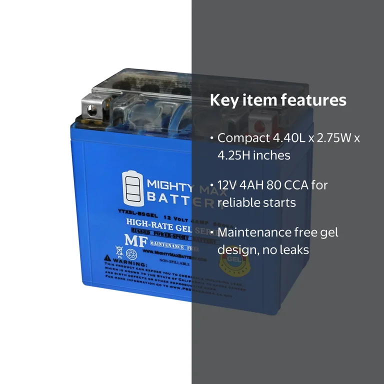 YTX5L-BS GEL 12V 4AH Motorcycle Battery for 03-05 KTM 525EXC