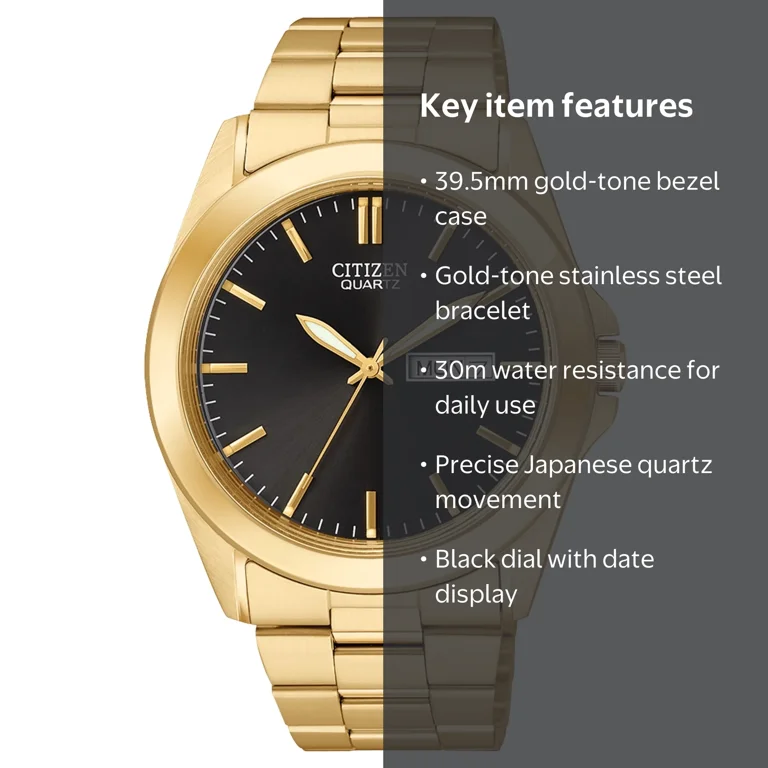 CITIZEN, Men's Quartz Watch, BF0582-51F, Gold-Tone Stainless Steel