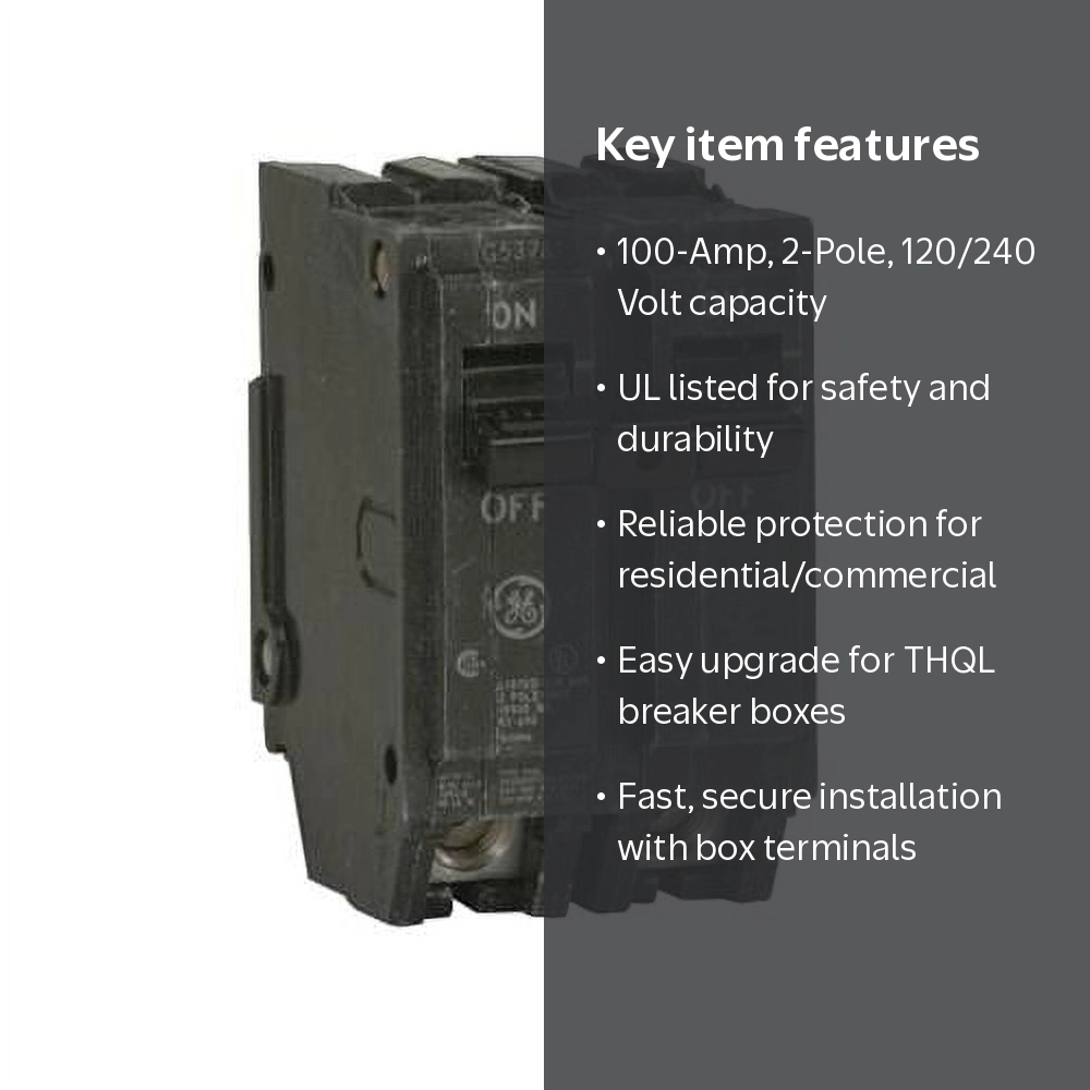 GE Thick Series THQL21100 2-Pole 100A 240V Circuit Breaker 43481006932 GE Thick Series THQL21100 2-Pole 100A 240V Circuit Breaker 43481006932