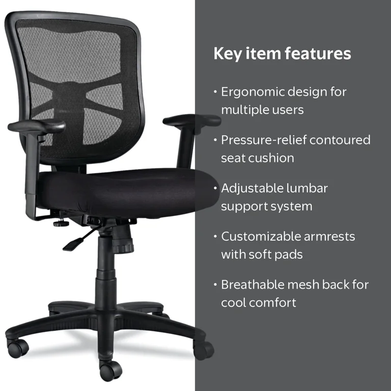 Alera, Mesh Mid-Back Swivel Tilt Chair, Supports up to 275 lbs