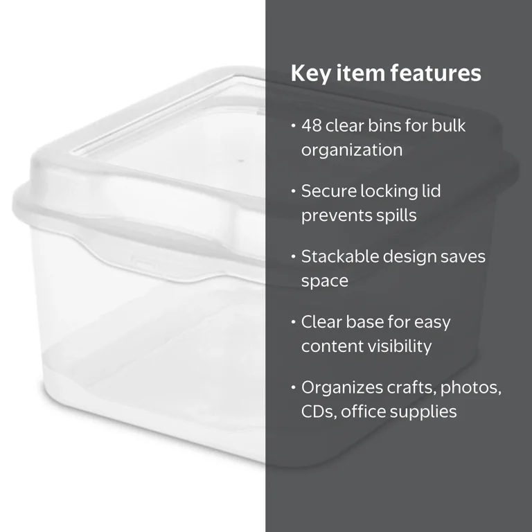 Sterilite 18038612 FlipTop Latching Storage Bin - Clear - 48 Pack