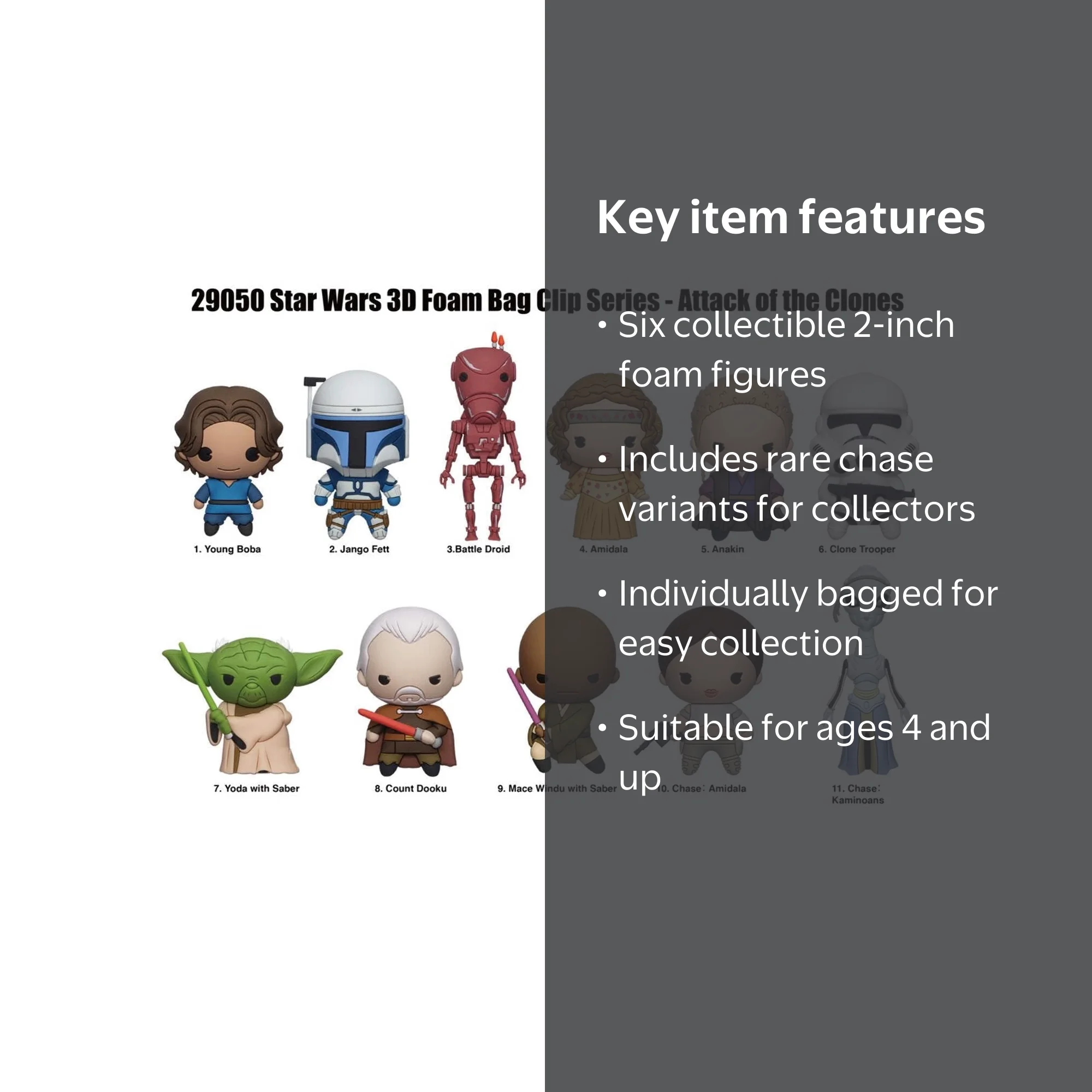 Star Wars Episode II Foam Bag Clip, 3D Figural Mystery Pack