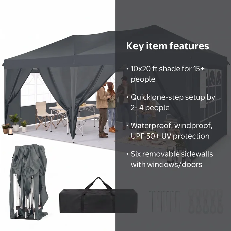 p20 lite 10台セット SANOPY 10'x20' Pop Up Canopy Tent, Waterproof, UV Protection, 6