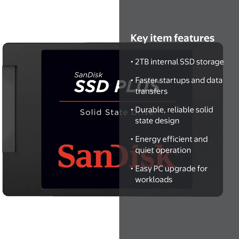 SanDisk 2TB SSD Plus for Laptop, Internal Solid State Drive