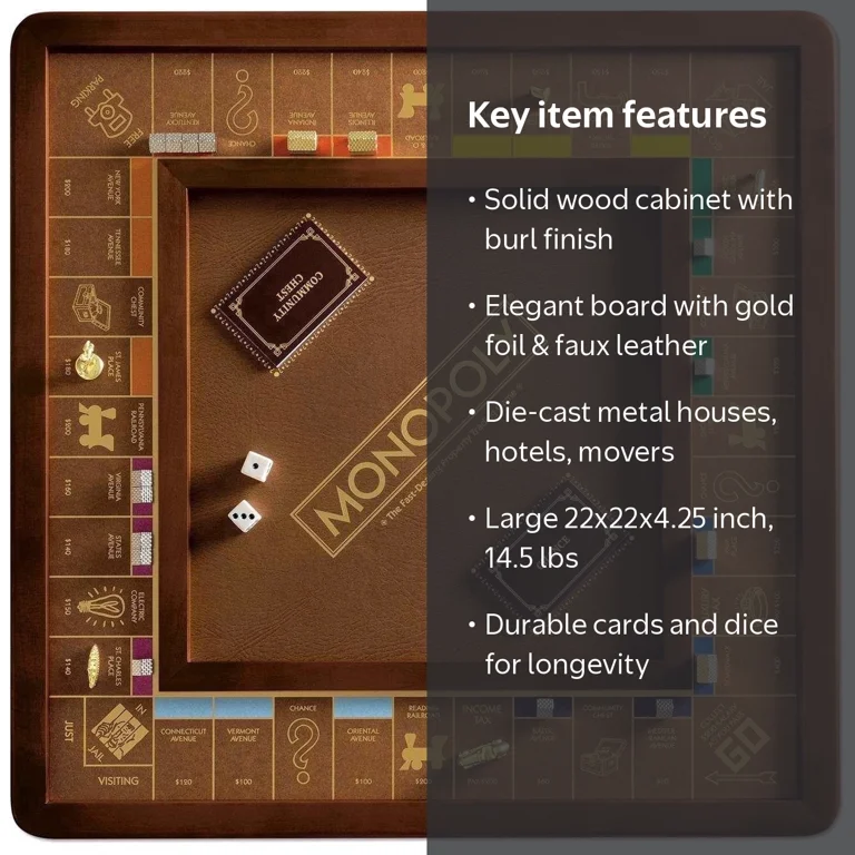 WS Game Company, Monopoly Game Luxury Edition, Brown, faux leather