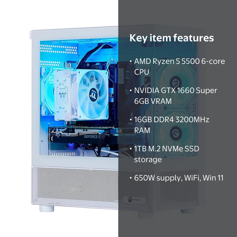 Ningmei, Gaming PC, AMD Ryzen 5 5500, NVIDIA GTX 1660 Super, 16GB