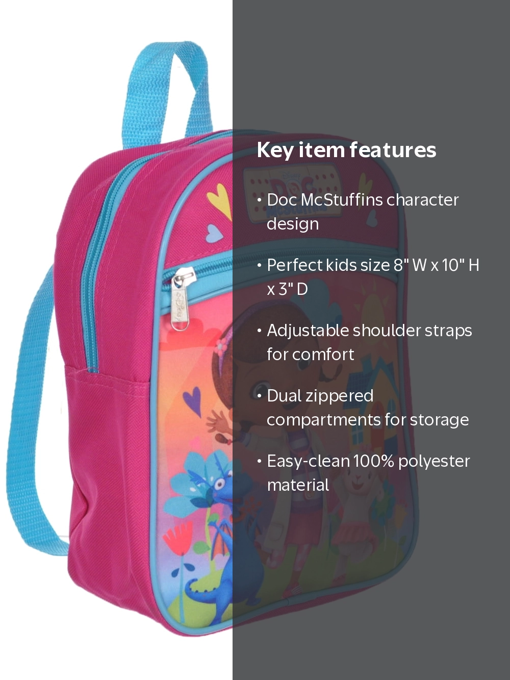 doc mcstuffins 10 inch mini backpack Disney for Kids - 11" Backpack Purse for Girls with Adjustable Shoulder Straps | Doc McStuffins Small Bag Set with detachable purse Doc Mcstuffins Backpack Where to