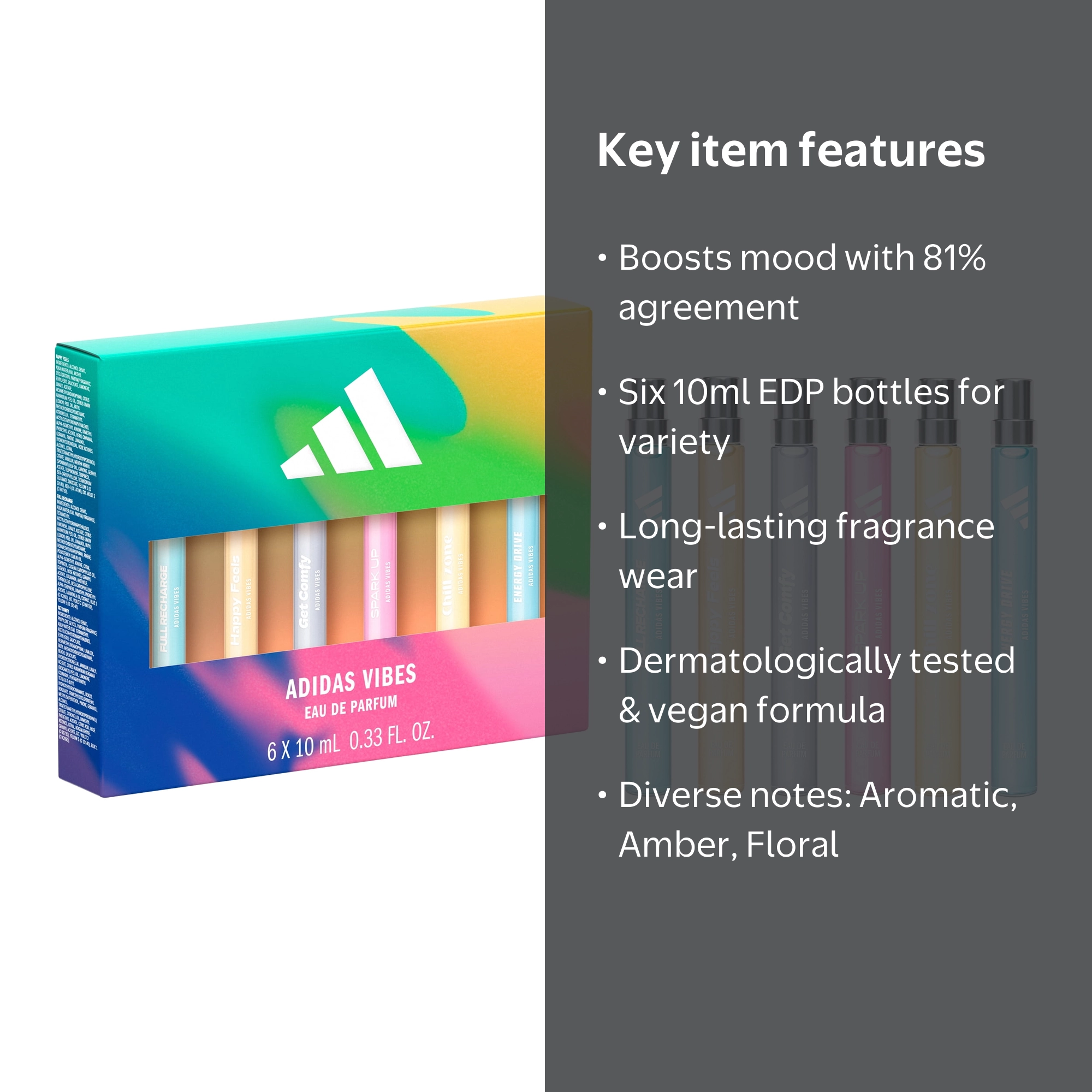 Adidas Vibes Eau De Parfum Discovery Set, 6 x 10 ML - Walmart.com