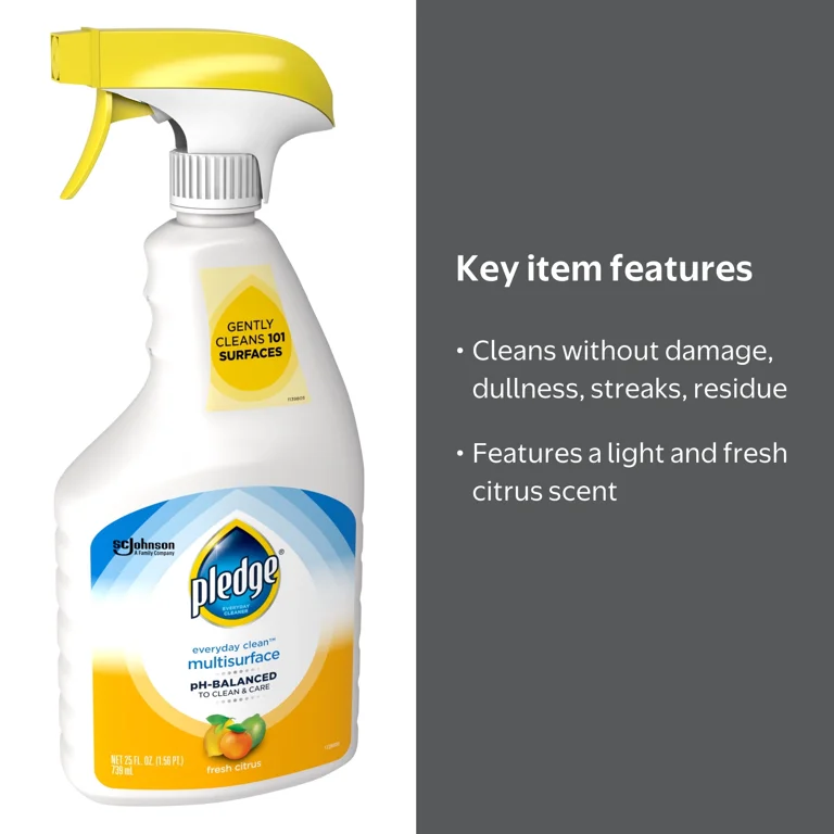 pledge0828  Pledge Multi Surface Cleaner, Fresh Citrus Scent, 25 oz - Walmart.com
