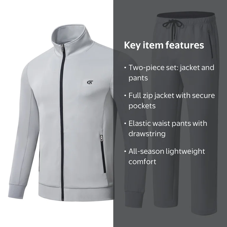 Satankud Men's Tracksuits 2 Pieces Set Long Sleeve Full Zip
