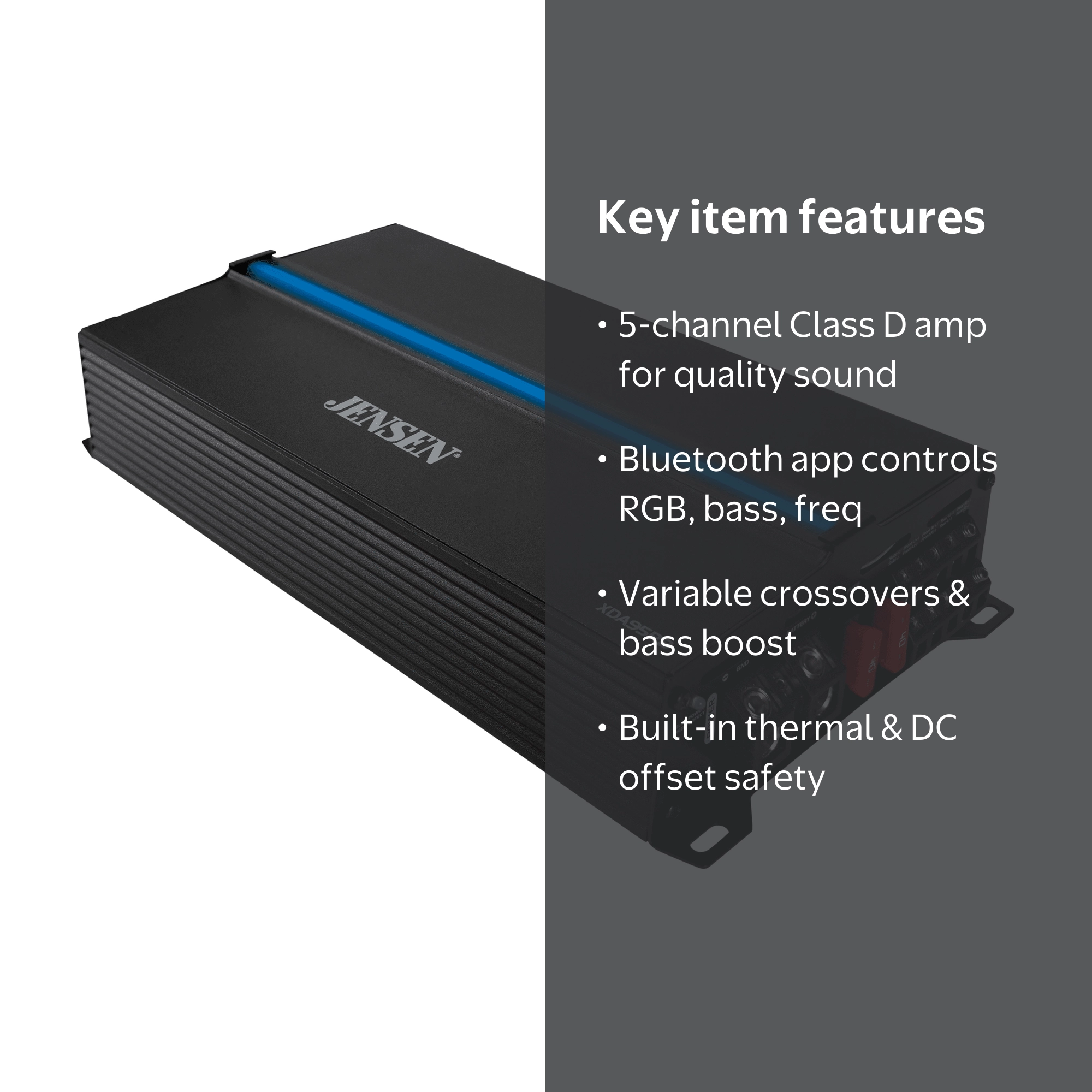 Jensen, 5 Channel Bridgeable Amplifier, XDA95RB, Bluetooth Control