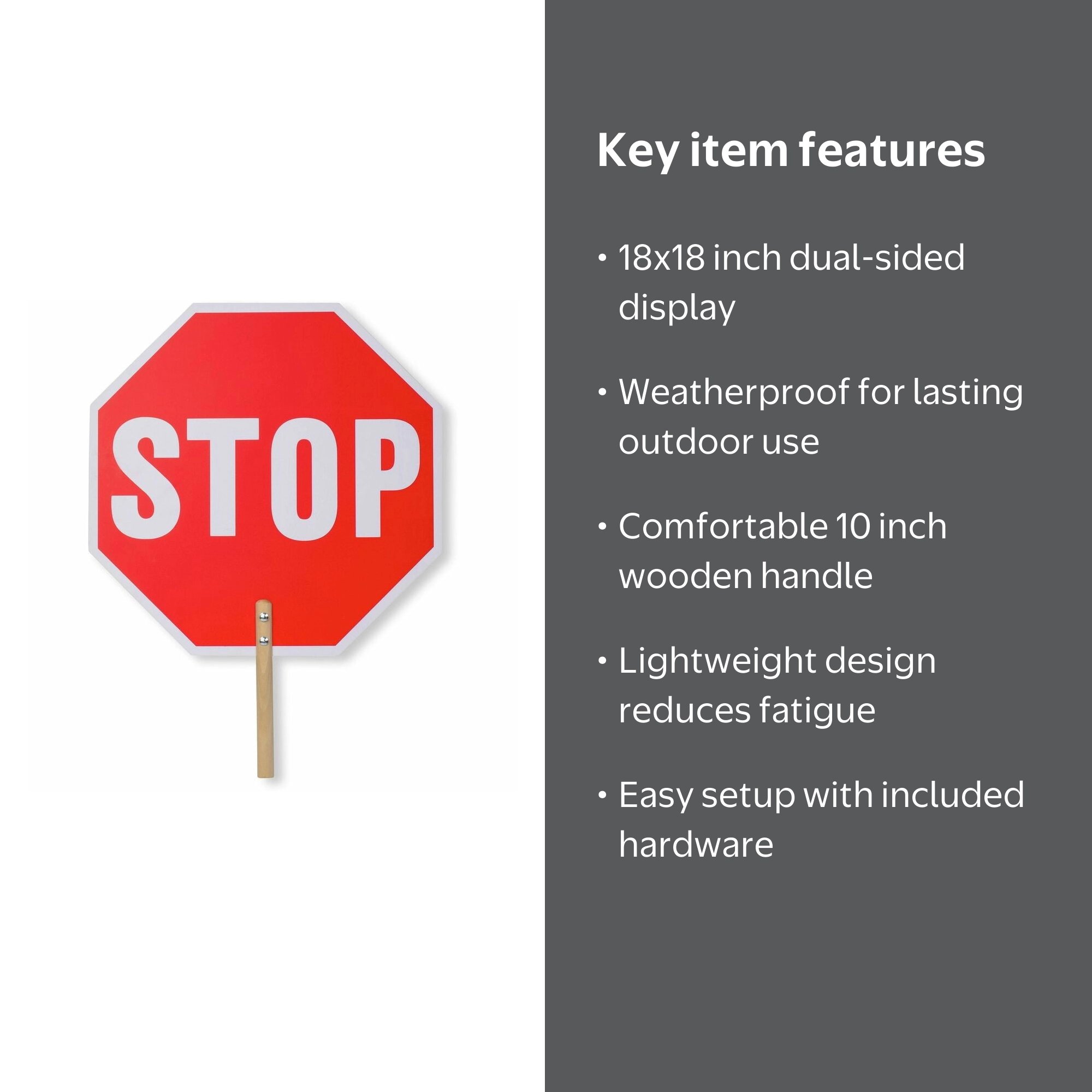 Free Shipping! Tatco Products Inc Handheld Stop Sign 18
