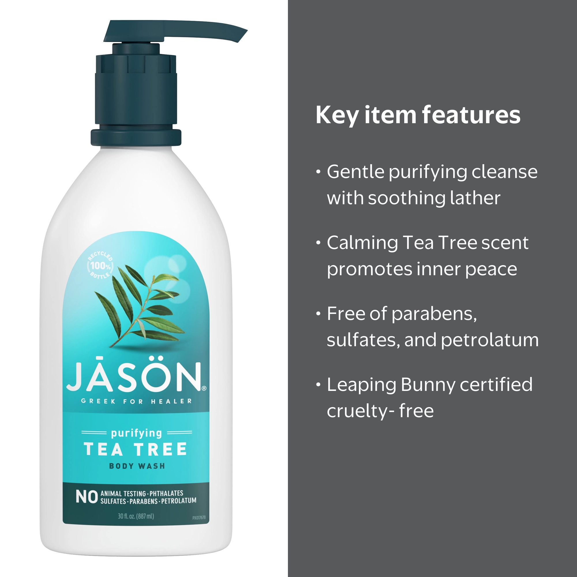 JASON, Purifying Body Wash, Tea Tree, 30 fl oz with Aloe Vera