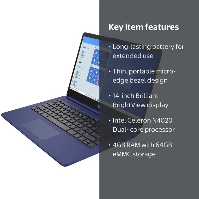HP, 14 Series 14 inch Laptop, Indigo Blue, Intel Celeron N4020