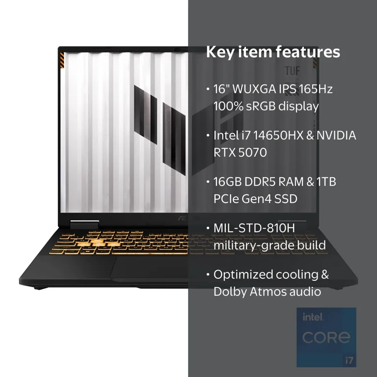 ASUS TUF F16 (2025) Gaming Laptop, 16” 165Hz IPS-level 16:10