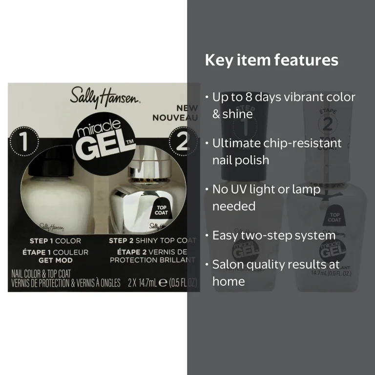 Sally Hansen Miracle Gel, Get Mod Duo Pack, 2 Step, Chip-Resistant