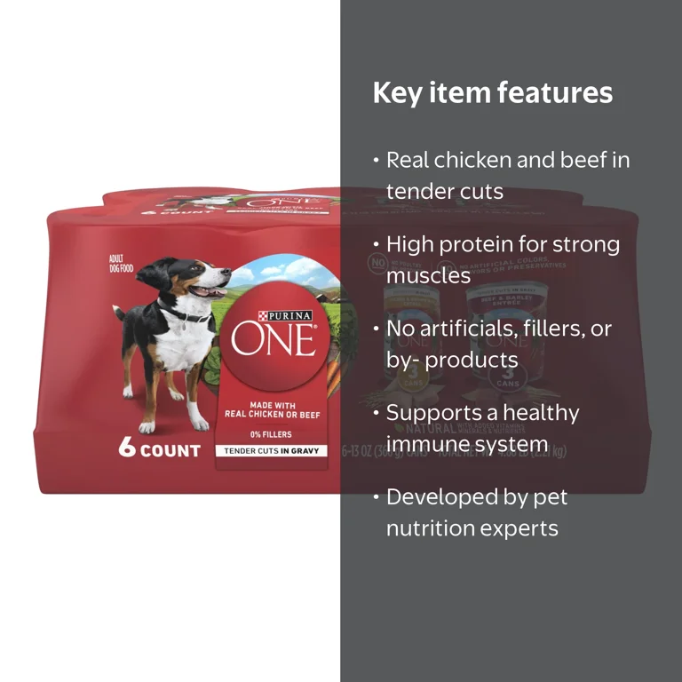 Purina ONE Wet Dog Food, High Protein Soft Variety Pack 13 oz Cans