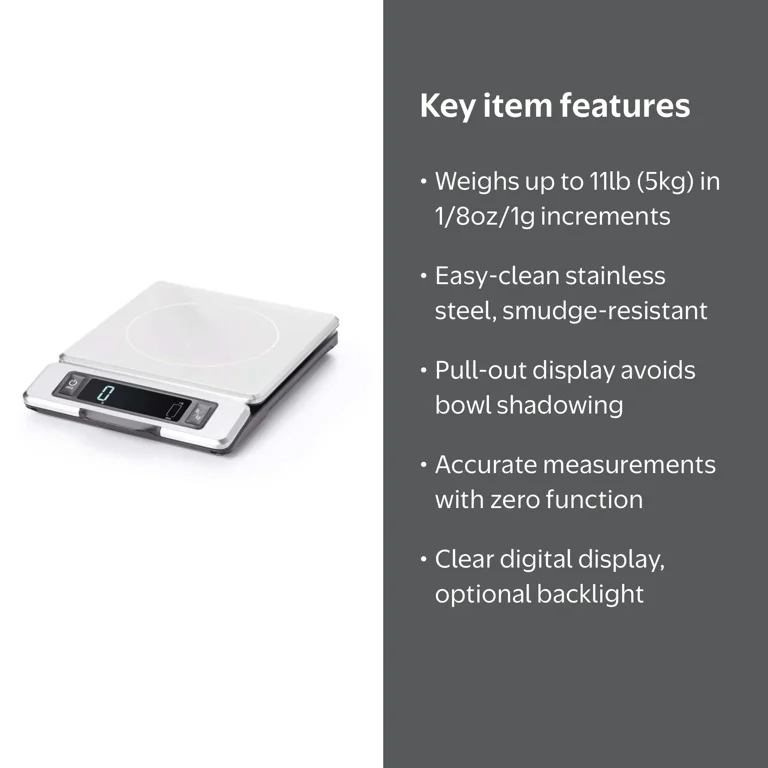 OXO Stainless Steel Food Scale with Pull-Out Display, 11 lb