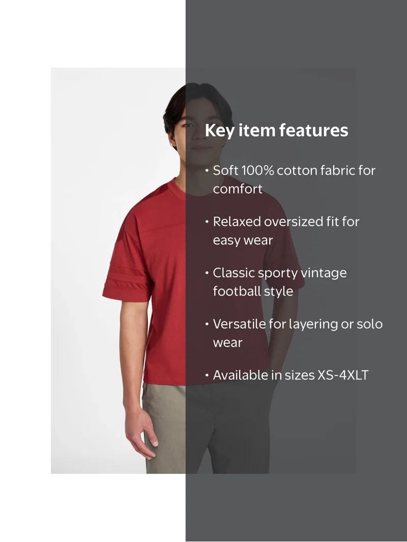 No Boundaries Mesh Football Tee with Short Sleeves, Men's XS-4XLT