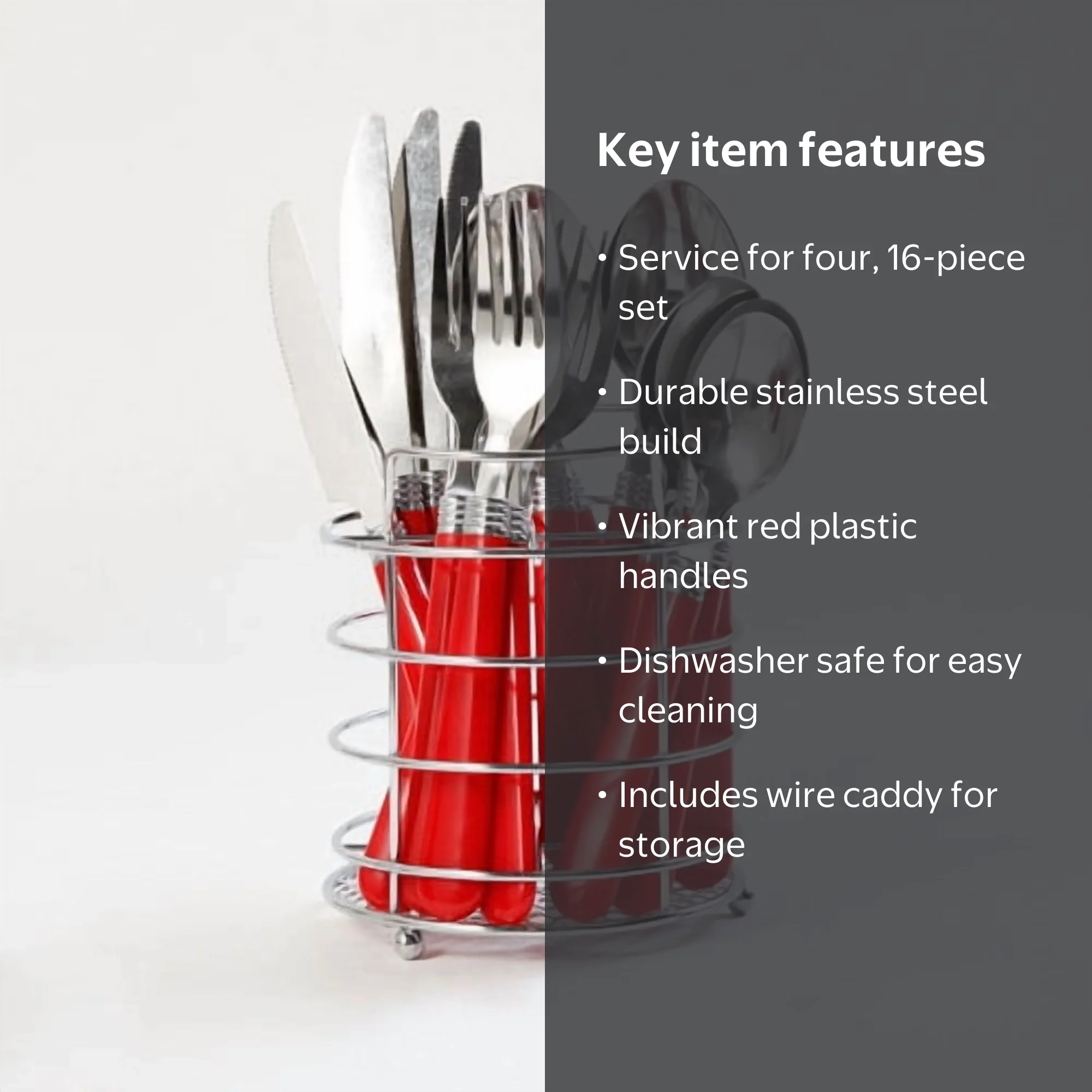新品 NEIGHBORHOOD CI CUTLERY SET Gibson Sensations II Plastic Handle Flatware Set 16 Piece Red