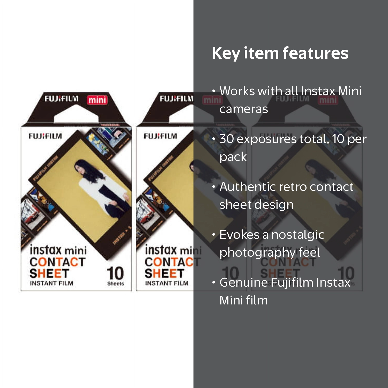 Fujifilm, Instax Mini Contact Sheet Instant Film, 3-Pack, 30