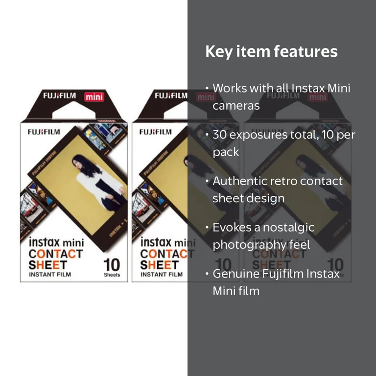 Fujifilm, Instax Mini Contact Sheet Instant Film, 3-Pack, 30