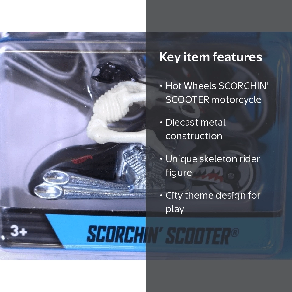 Hot Wheels Motorcycle SCORCHIN' SCOOTER with Skeleton Rider