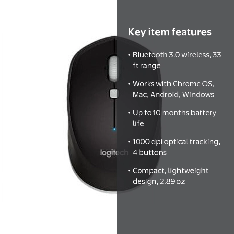Logitech, Bluetooth Mouse, M535, Black with 4 Buttons and 1000 dpi