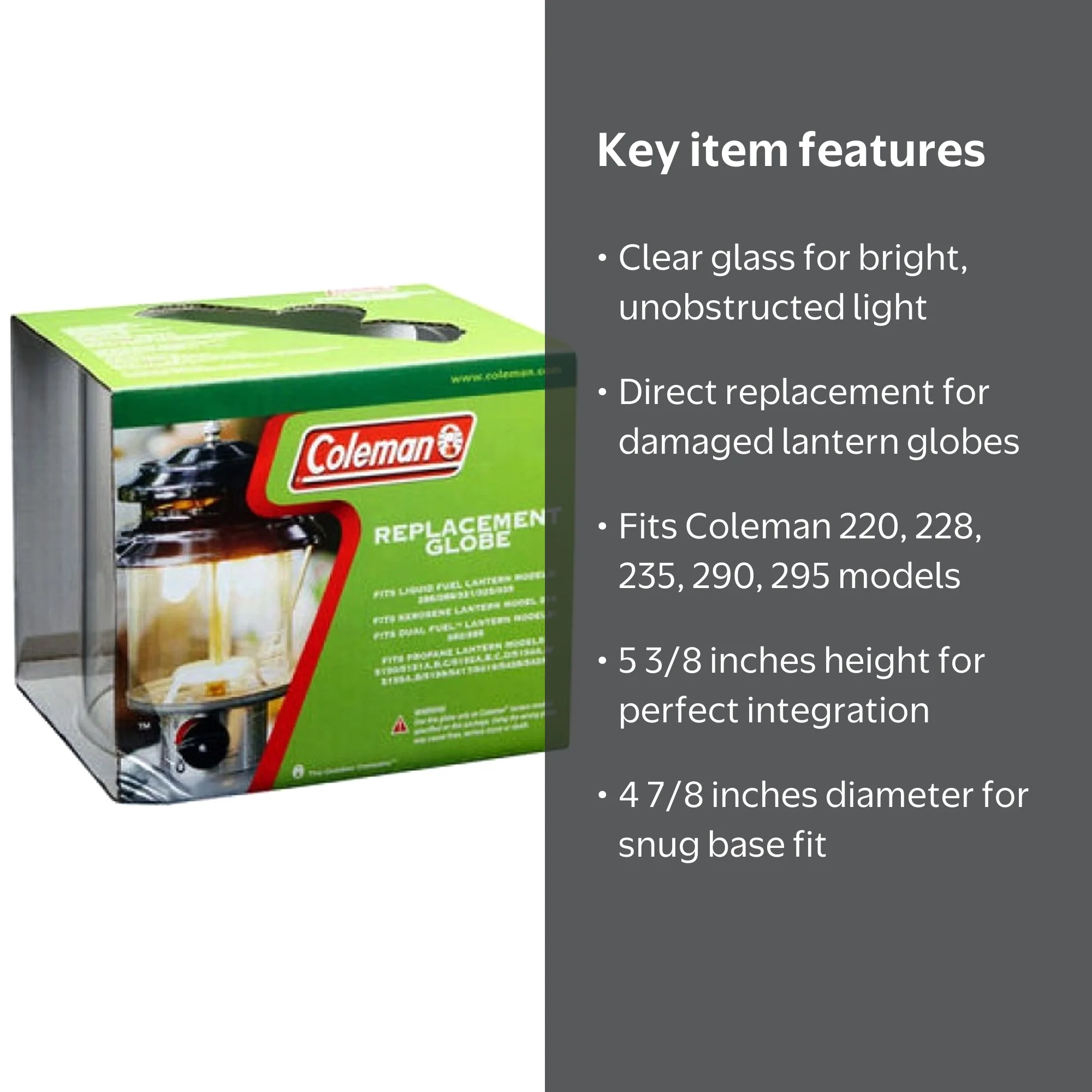 Coleman Lantern Replacement Globe, Clear Glass for Models 220, 228