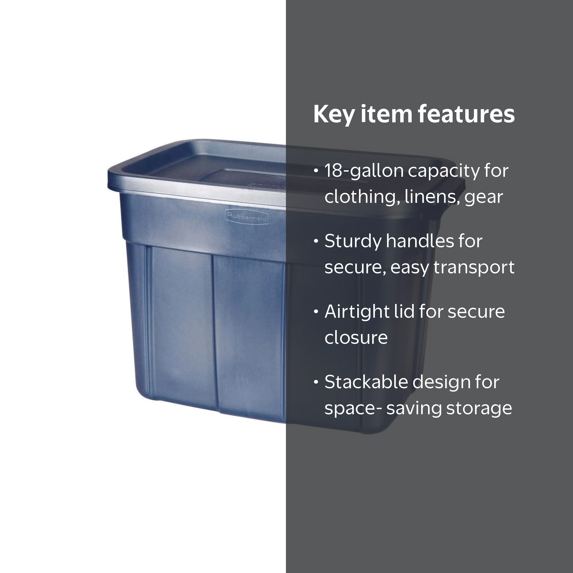 Rubbermaid 18 Gallon Tough Lids Storage Container Bin, Roughneck