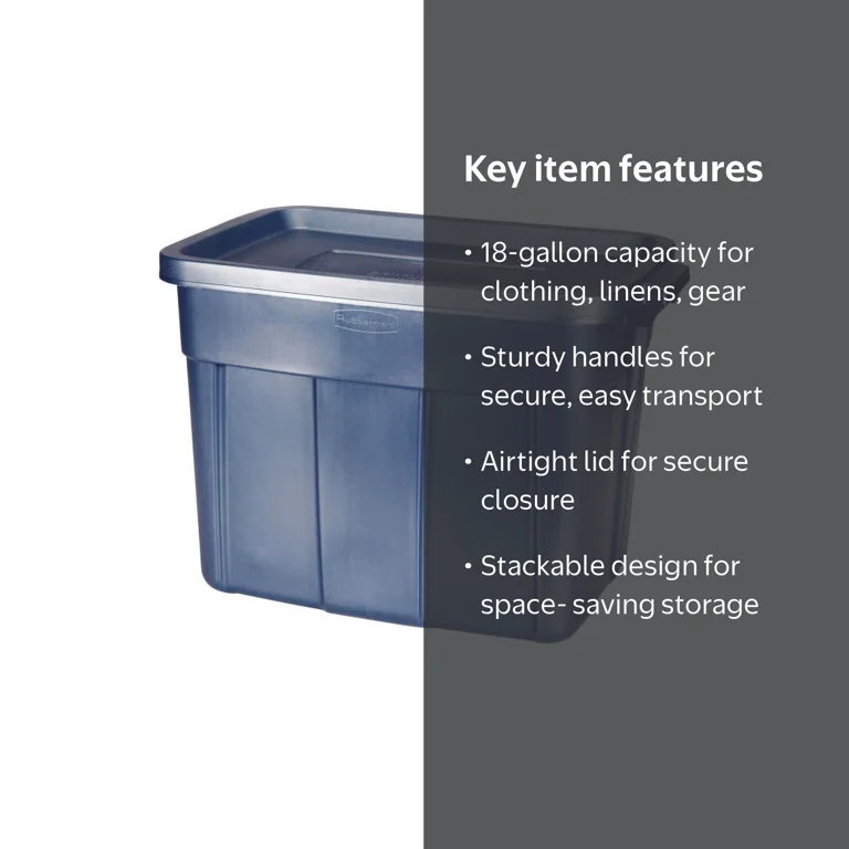 Rubbermaid 18 Gallon Tough Lids Storage Container Bin, Roughneck