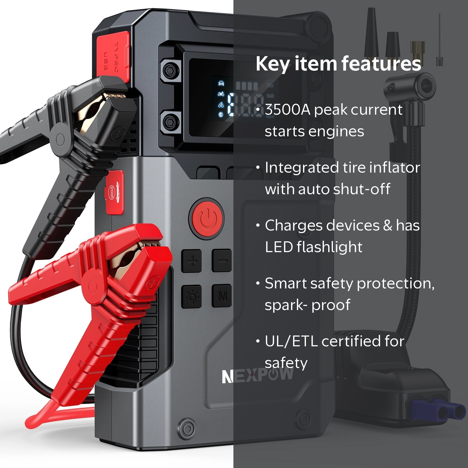 Nexpow 3500A Truck Battery Jumper, 12V Booster with 150 PSI Air