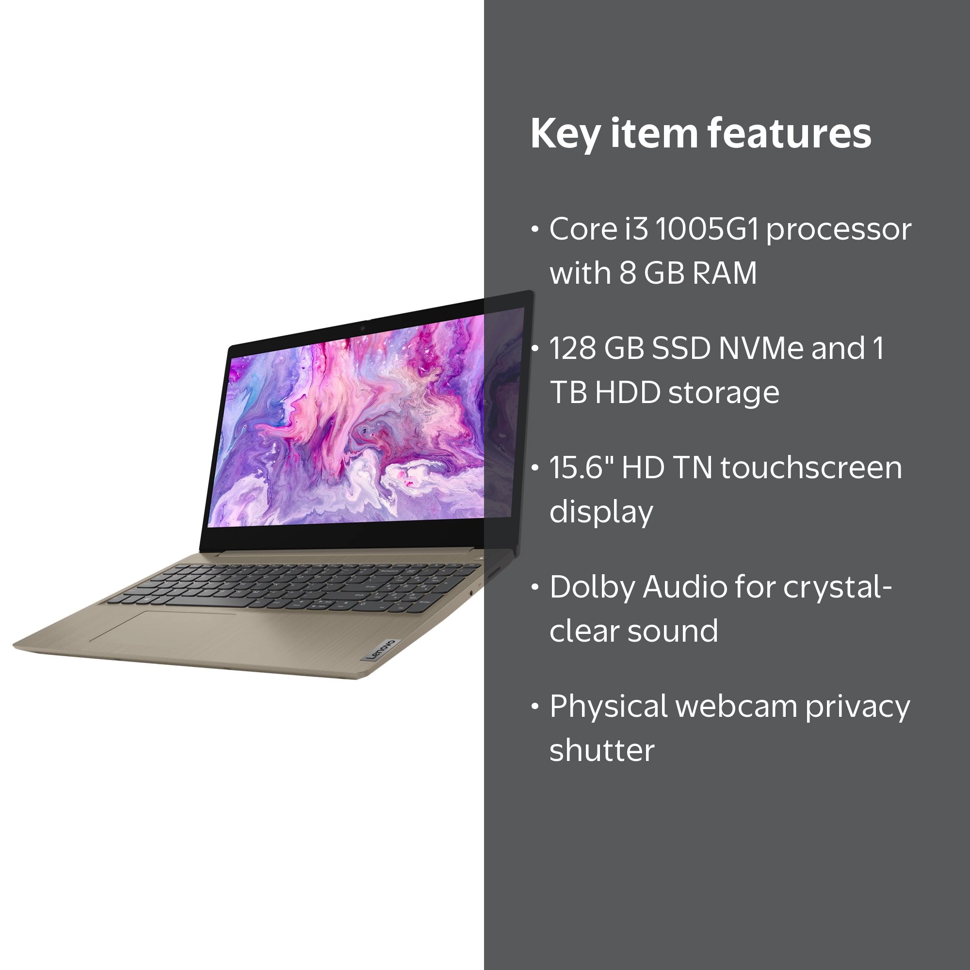 Lenovo, IdeaPad 3 15IIL05, 81WE, Brown, 15.6