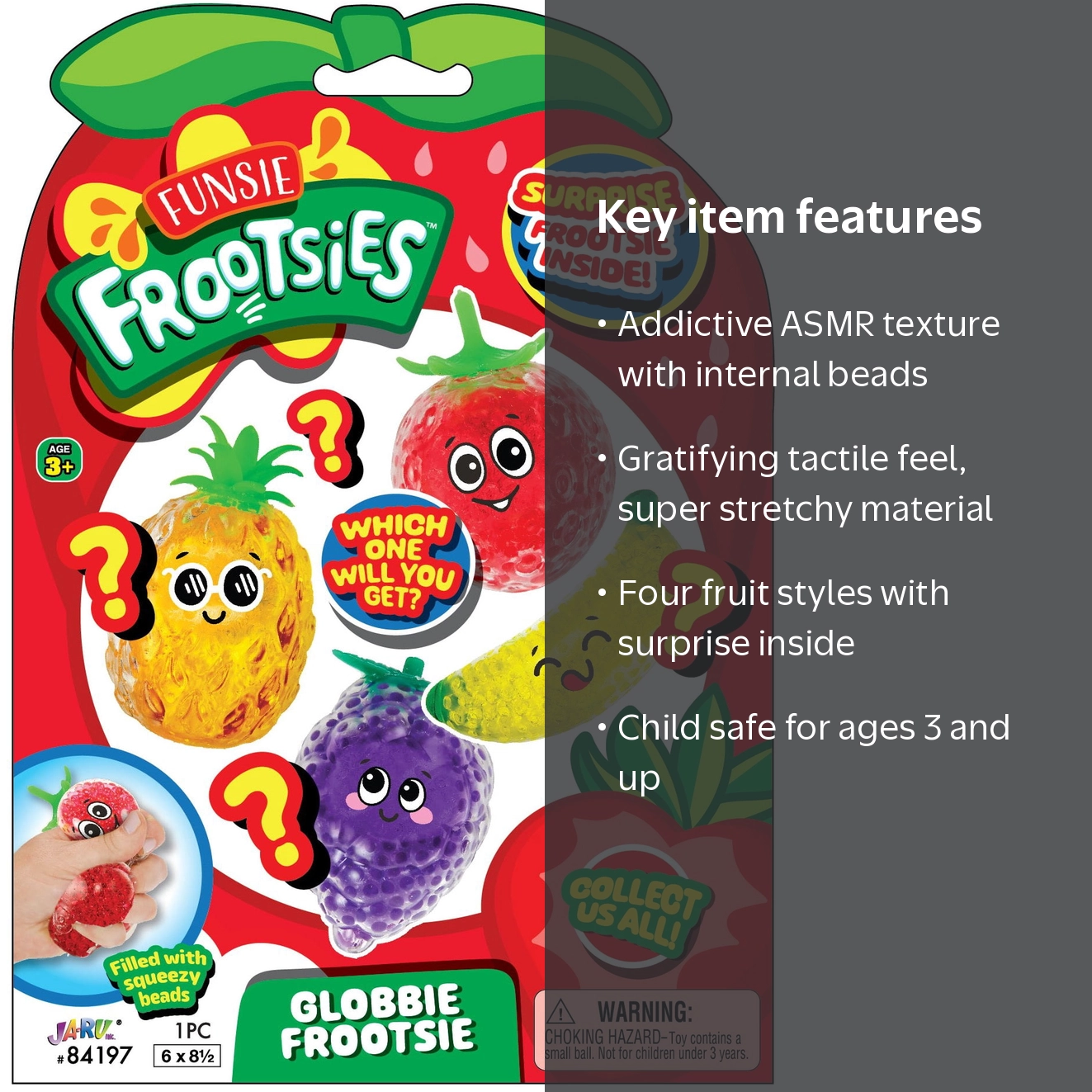 Ja-Ru Squish Attachment Globby Frootsies Novelty Squeeze Fruit Toy