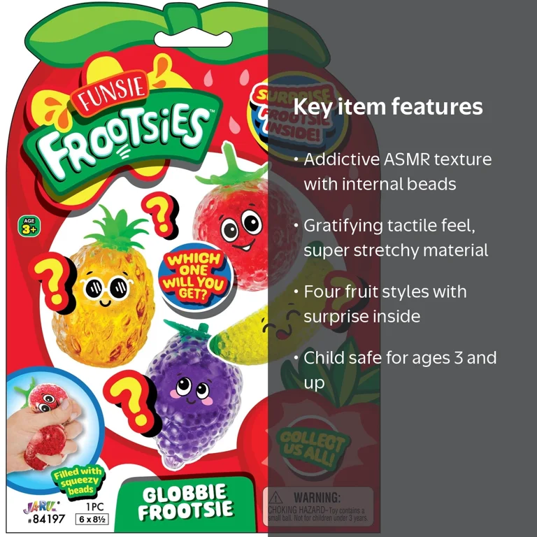Ja-Ru Squish Attachment Globby Frootsies Novelty Squeeze Fruit Toy
