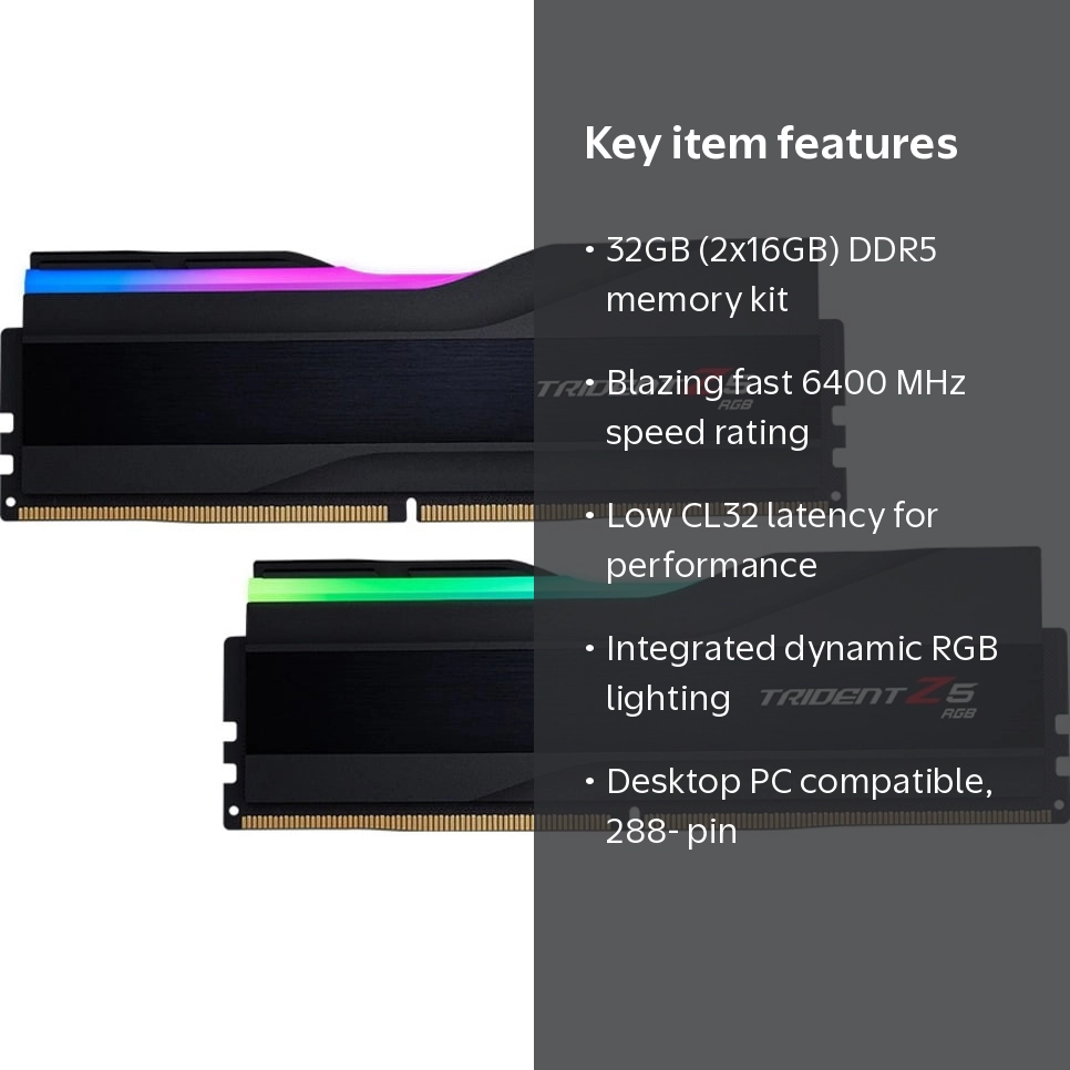 G.SKILL Trident Z5 RGB Series 32GB (2 x 16GB) 288-Pin DDR5 6400