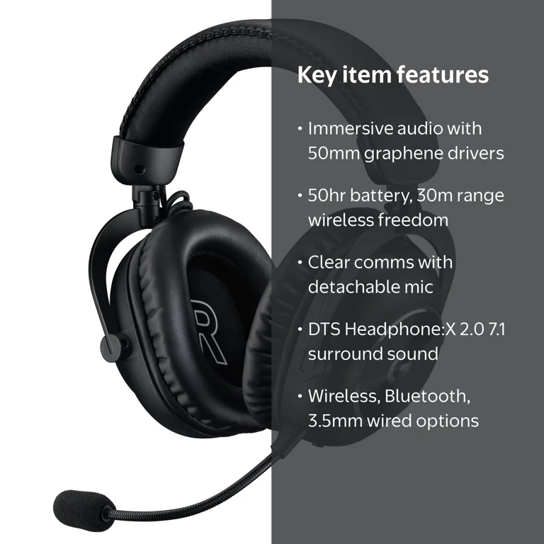 Logitech G PRO X 2 LIGHTSPEED Wireless Gaming Headset, Detachable