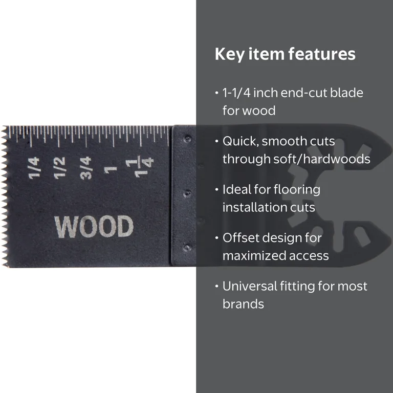 Hyper Tough 1-1/4 inch Wood End-cut Blade for Oscillating Multi