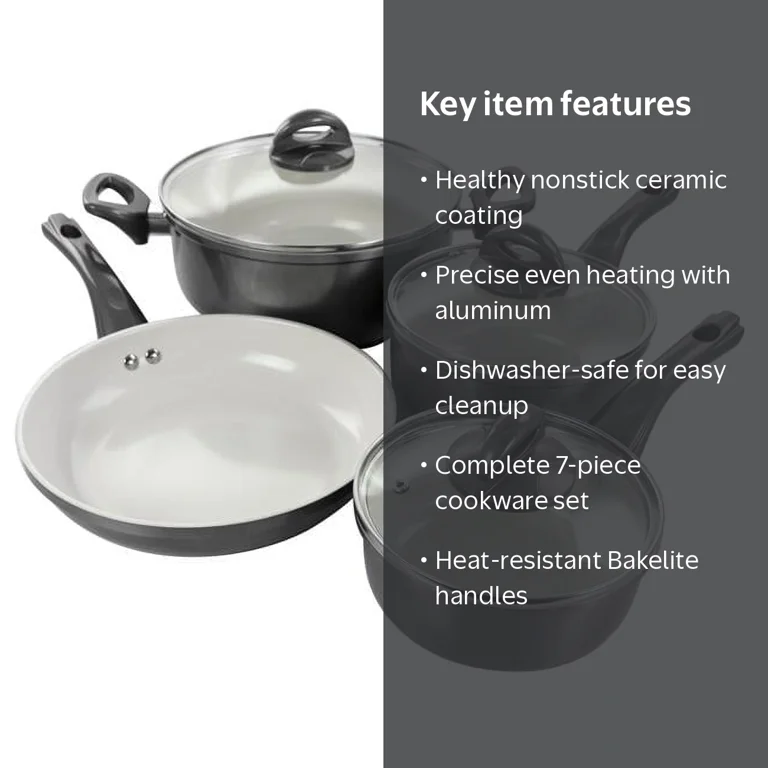 Gibson Home Hestonville 7 Piece Aluminum Nonstick Cookware Set in