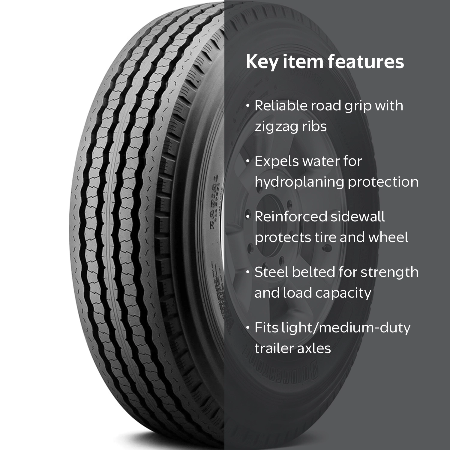 Bridgestone, Commercial Tire, R187 8R19.5 110L F, Highway Trailer