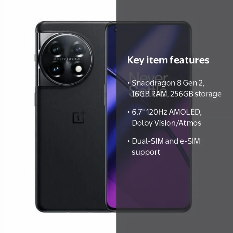 OnePlus 11 5G | 16GB+256GB, Black, Dual-SIM, Unlocked | 120Hz, 80W