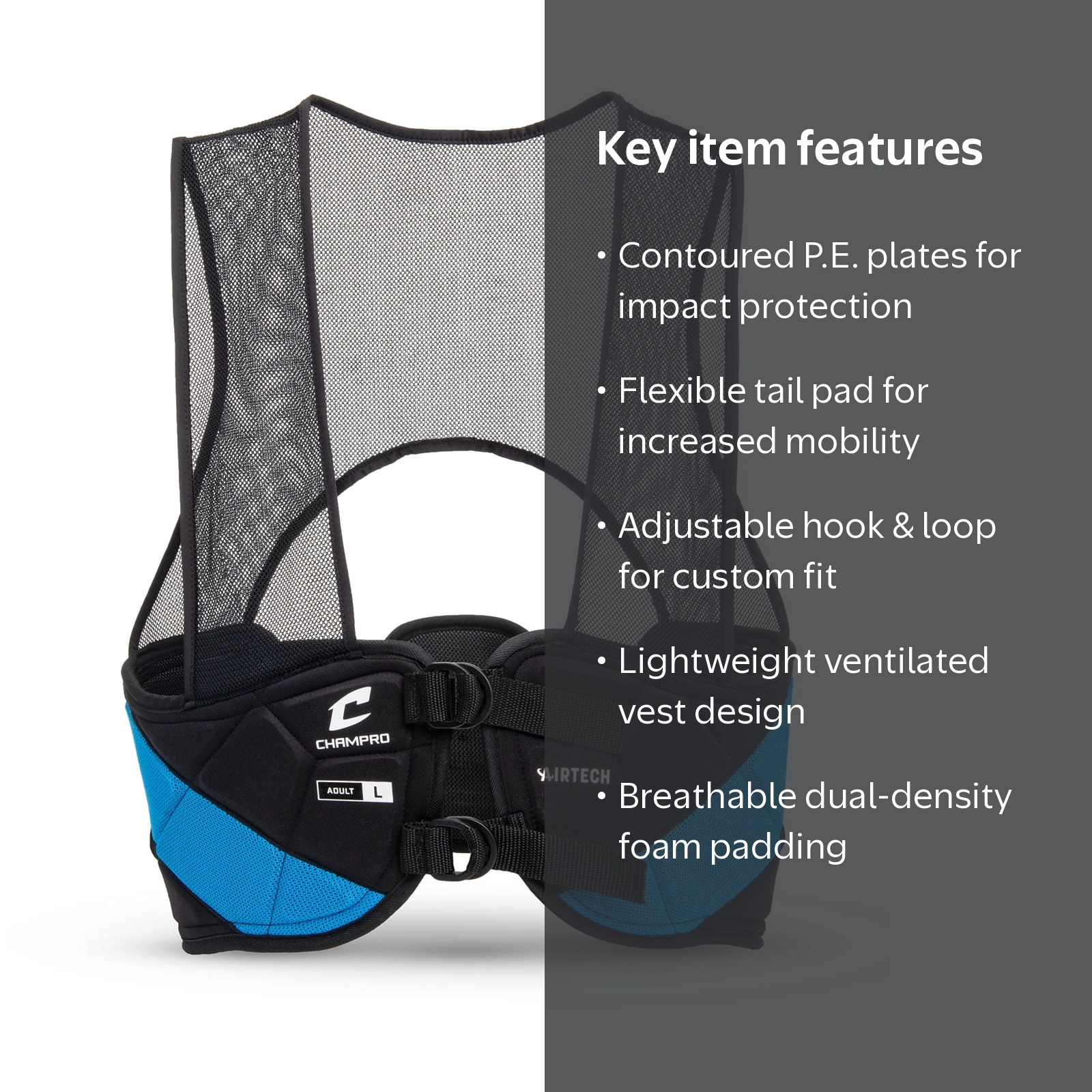 Champro, Air Tech Padded Football Rib Vest, Adult, Black - Walmart.com